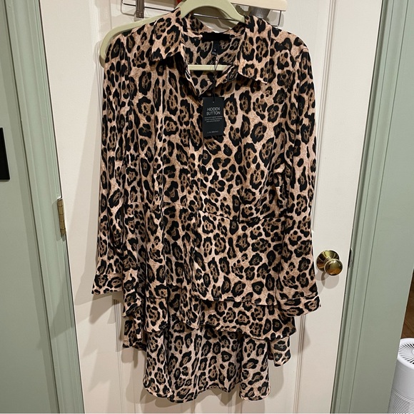 Lane Bryant 14 Animal Print High Low Button Down Too NWT - Picture 2 of 5